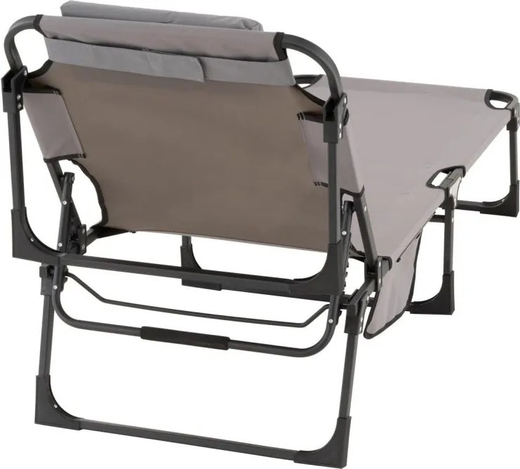 Składana leżanka, szara, poliester, wymiary: 182 x 60 x 30cm