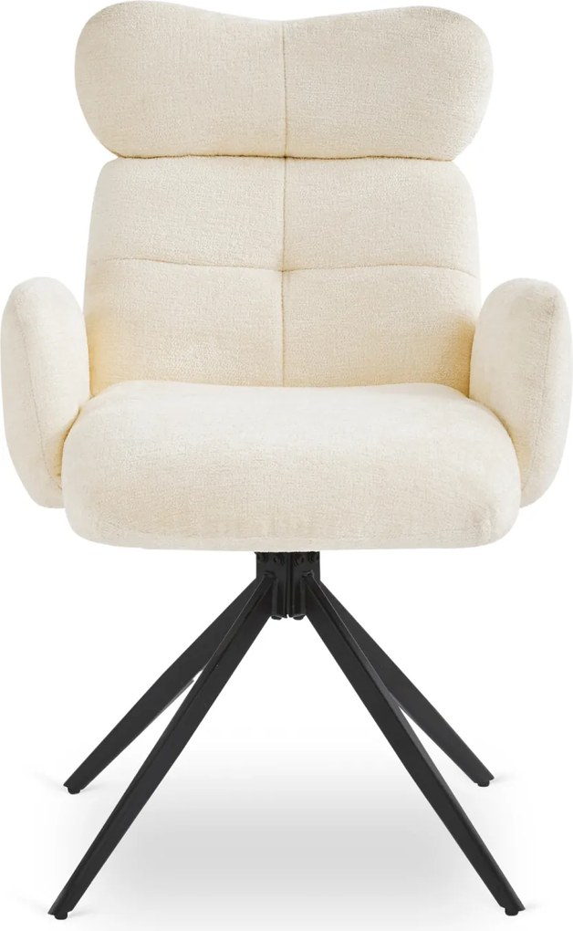 Krzesło Tapicerowane Obrotowe ALVARO Kremowe Boucle Nowoczesne