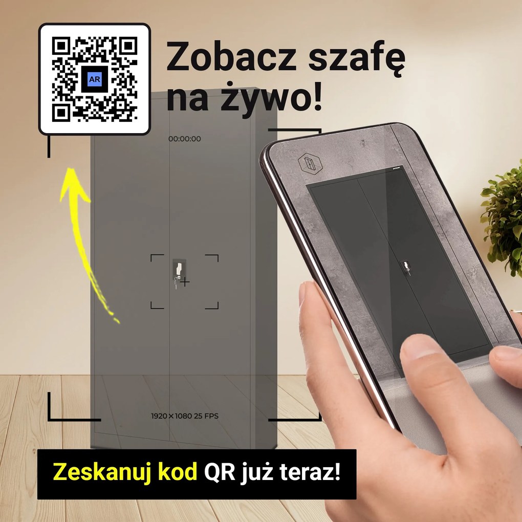 Biurowa szafa metalowa na akta JAN, 900 x 1850 x 400 mm, antracytowa