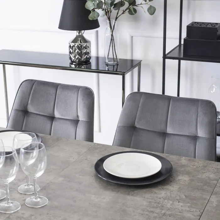Krzesło Tapicerowane do Jadalni RIO Szare Welurowe Nowoczesne Loft