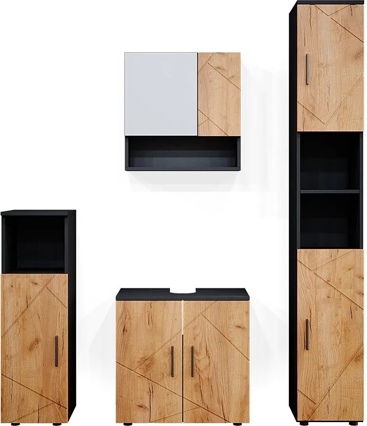 Zestaw mebli łazienkowych złoty dąb power/antracyt 80x41x58.6 irma