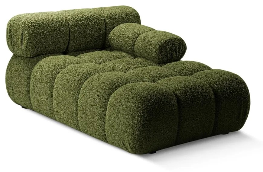 Zielony moduł sofy z materiału bouclé (prawostronny) Bellis – Micadoni Home