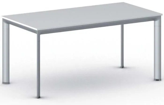 Stół konferencyjny do biura PRIMO INVITATION, 160x80 cm, szaro-srebrna podstawa, biały