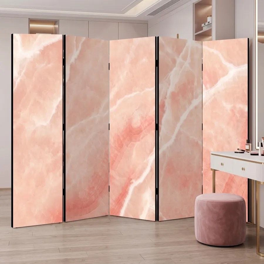 Parawan pokojowy 5-częściowy 225x172 Dwustronny dekoracyjny glamour Wielokolorowy Różowy Onyks