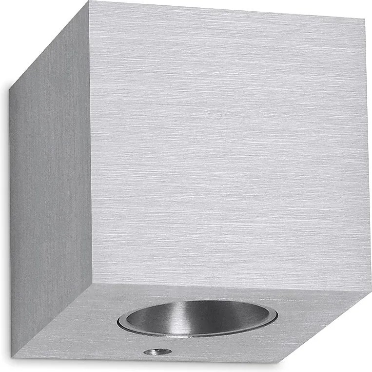 Aluminiowy kinkiet BRICK w nowoczesnym stylu - Szeroko?? 6,5 x wys. 7,2 cm - szczotkowane aluminium - 3W LED SMD - 3K - 110° - IP20