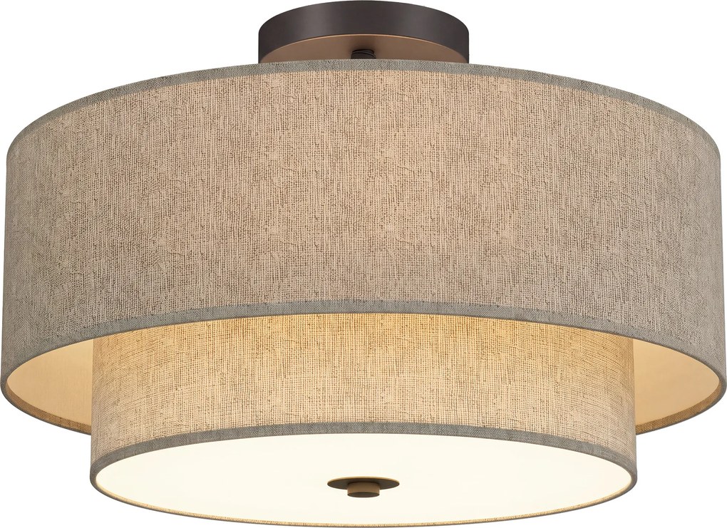 HOMCOM Lampa sufitowa, lampa wisząca z podwójnymi abażurami w lnianym wykończeniu, taupe | Aosom PL