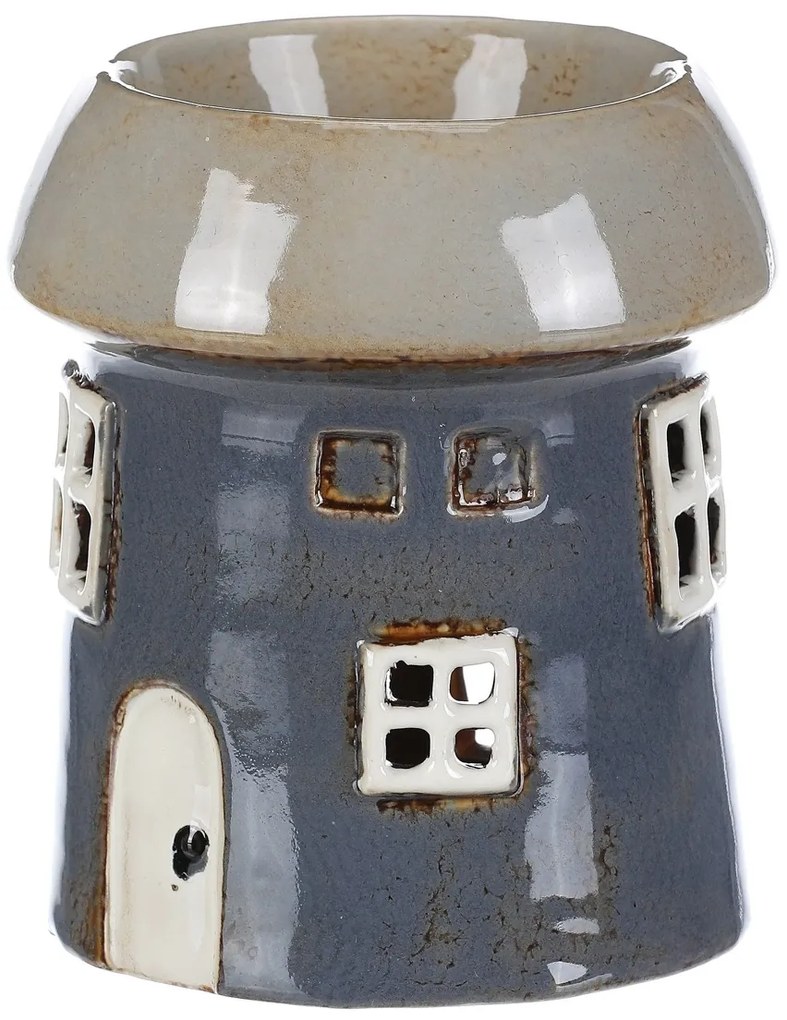 Kominek zapachowy Domek szary, ceramika, 11 x 11 x 13 cm