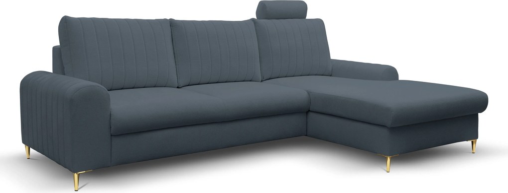 Masseno Narożnik VERONA z funkcją spania i pojemnikiem na pościel Narozniki L, Rozkładana sofa - Niebieski, LOFT 14