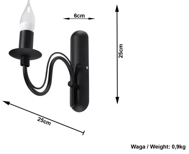 Czarny metalowy kinkiet Fiorano – Sollux