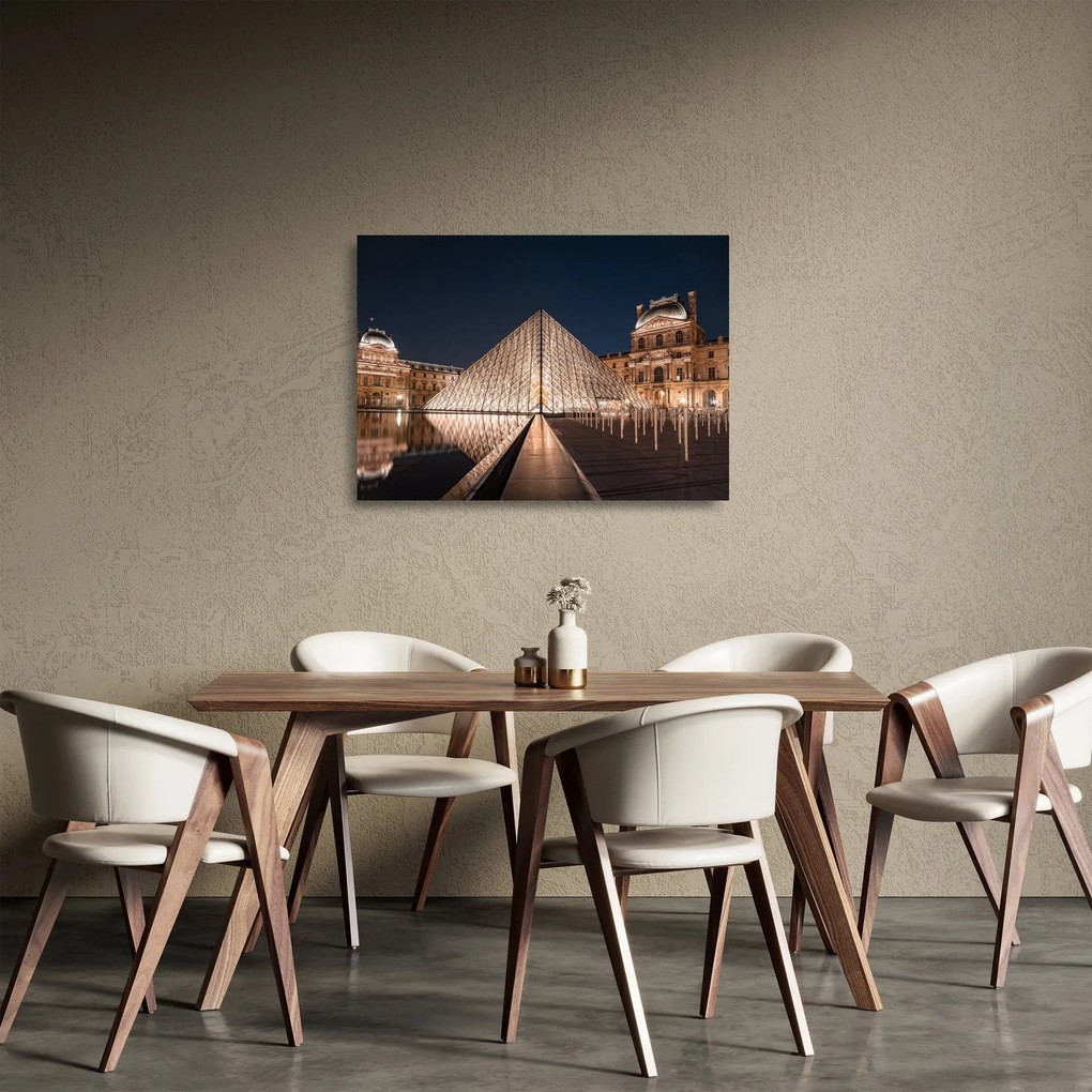 Obraz na szkle - Luwr w nocy (70x50 cm)