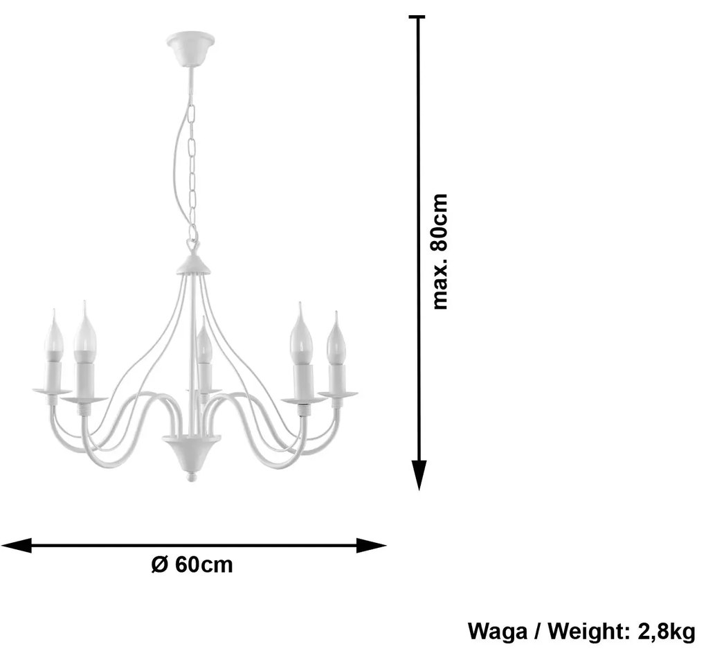 Żyrandol świecznik E754-Minerwi - biały
