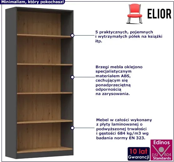 Otwarty regał na zabawki antracyt + dąb artisan G5-K52