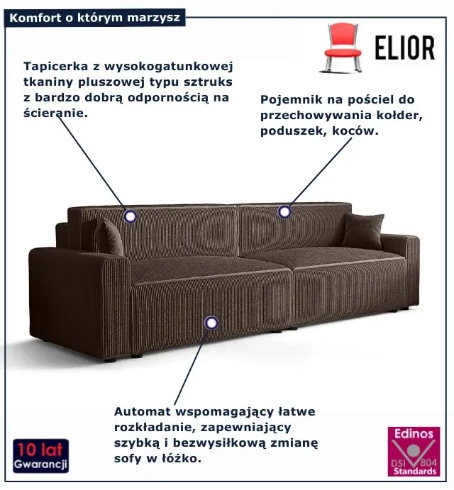 Brązowa rozkładana sofa tapicerowana M0-N55