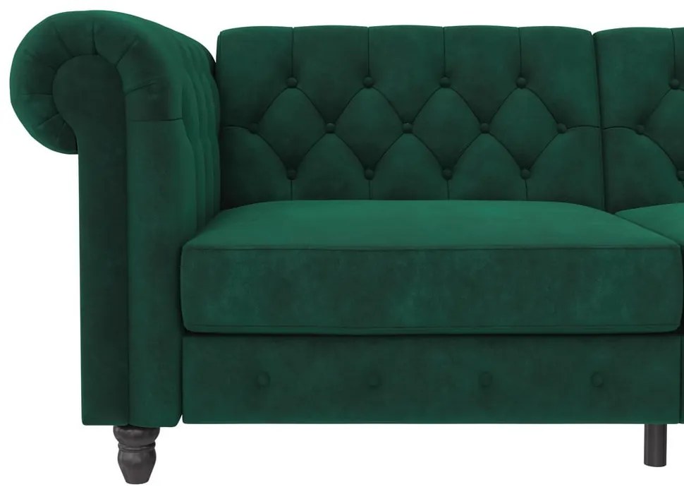 Ciemnozielona aksamitna rozkładana sofa 236 cm Felix – Støraa