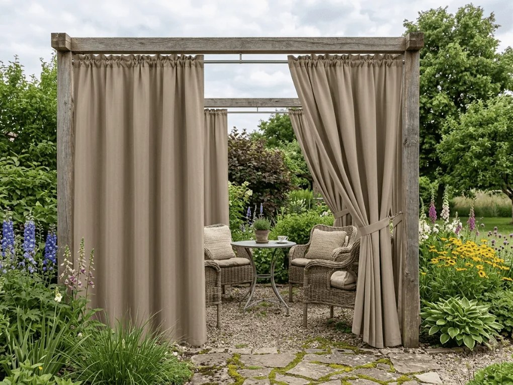 Zasłona ogrodowa GARDIO wodoodporna 150x220 cm, jasnobrązowa