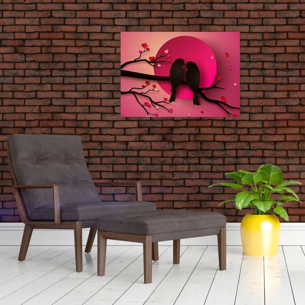 Obraz - Zakochane ptaki (70x50 cm)