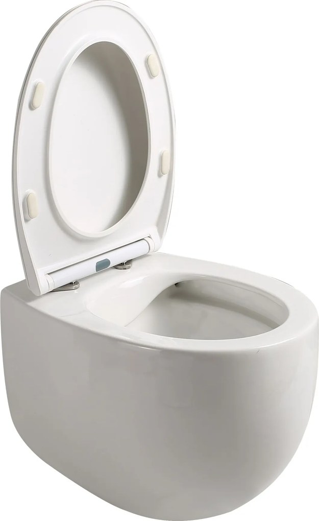 Miska WC wisząca bezkołnierzowa biała EGANI White z deską wolnoopadającą typu Slim