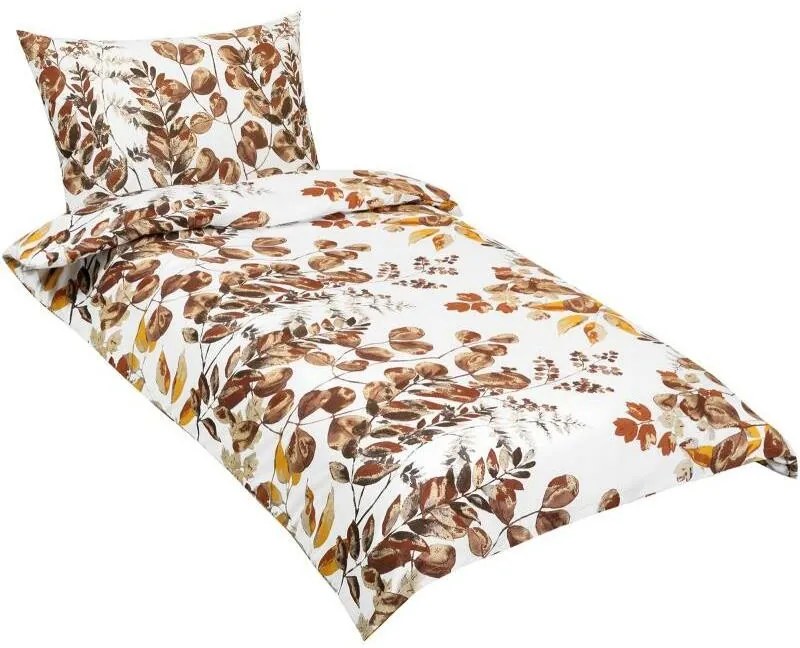 Bellatex Pościel bawełniana Listowie brązowy, 140 x 220 cm, 70 x 90 cm, 140 x 220 cm, 70 x 90 cm
