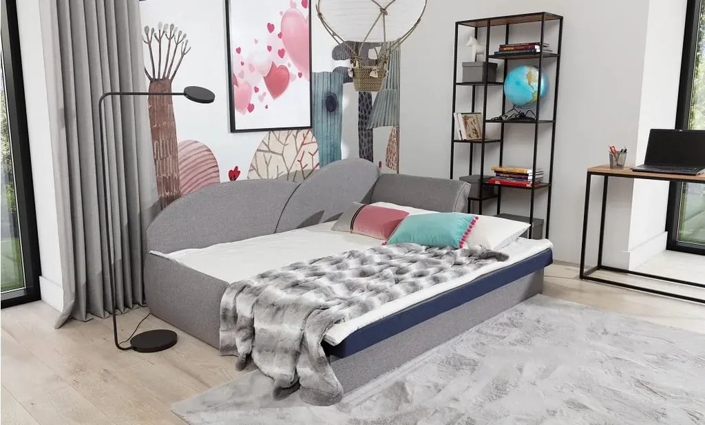 Sofa rozkładana z funkcją spania AGA granatowa/zielona lewa ELTAP