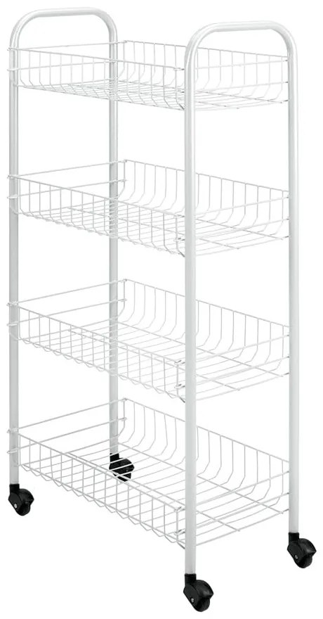 Biały metalowy regał na kółkach 41x84 cm Pisa – Metaltex