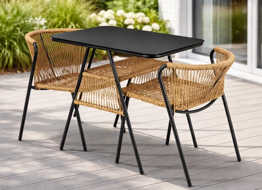 Zestaw mebli ogrodowych, balkonowych Bravio, rattanowy stolik i 2 krzesła