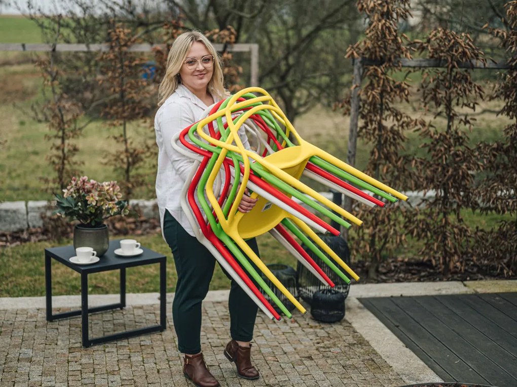 Zestaw 4 zielonych krzeseł plastikowych KATO