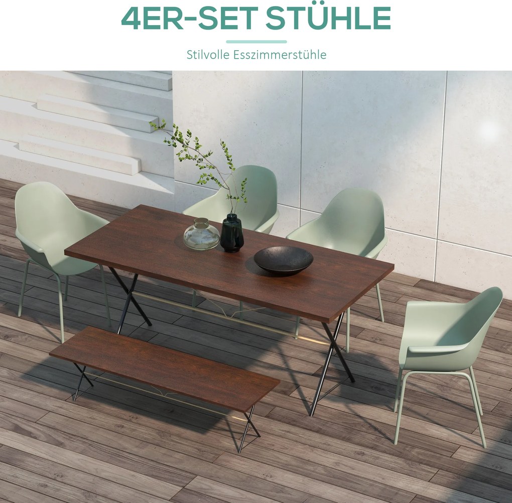 Outsunny Zestaw 4 krzeseł ogrodowych Składane Zielone z oparciem Podłokietniki do 120 kg | Aosom PL