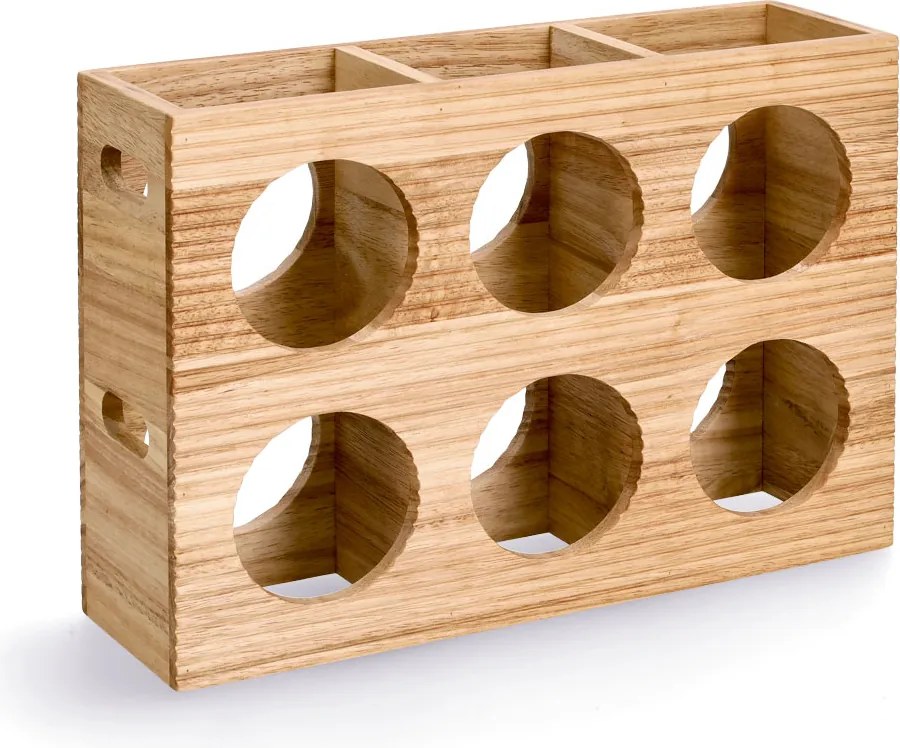 Stojak na 6 butelek, drewno, 38 x 11,6 x 27 cm