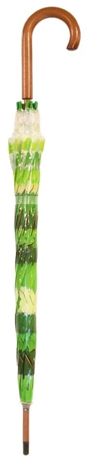 Przezroczysty parasol z zielonymi detalami odporny na wiatr Esschert Design Ambiance Birdcage Leaf, ⌀ 92,5 cm