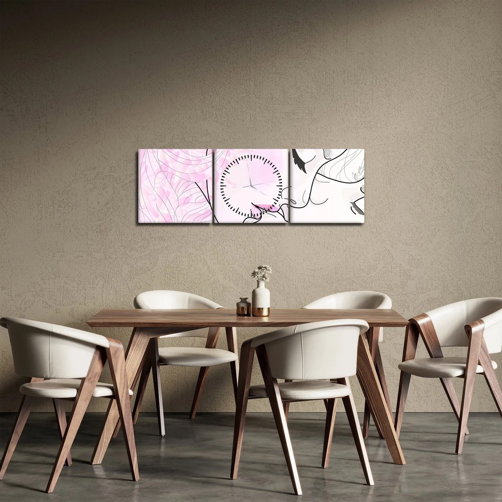 Obraz - Pocałunek (z zegarem) (90x30 cm)