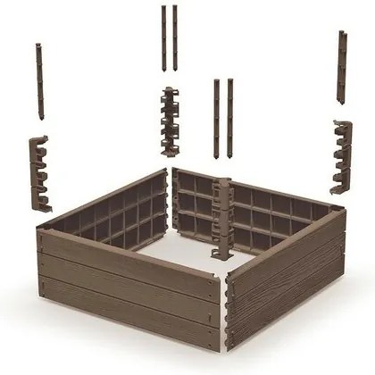 Podwyższona rabata BASE WOODY rustykalna ceglasty, 75,6 x 25 x 75,6 cm