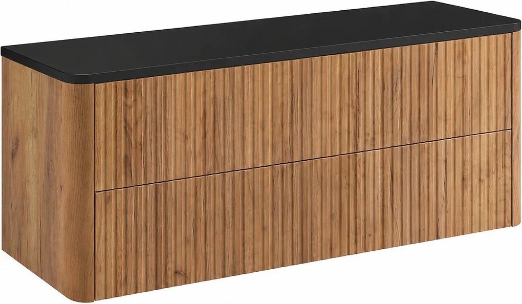Szafka łazienkowa 120, Dąb craft, blat czarny, 120,8 x 44,2 x 50 cm