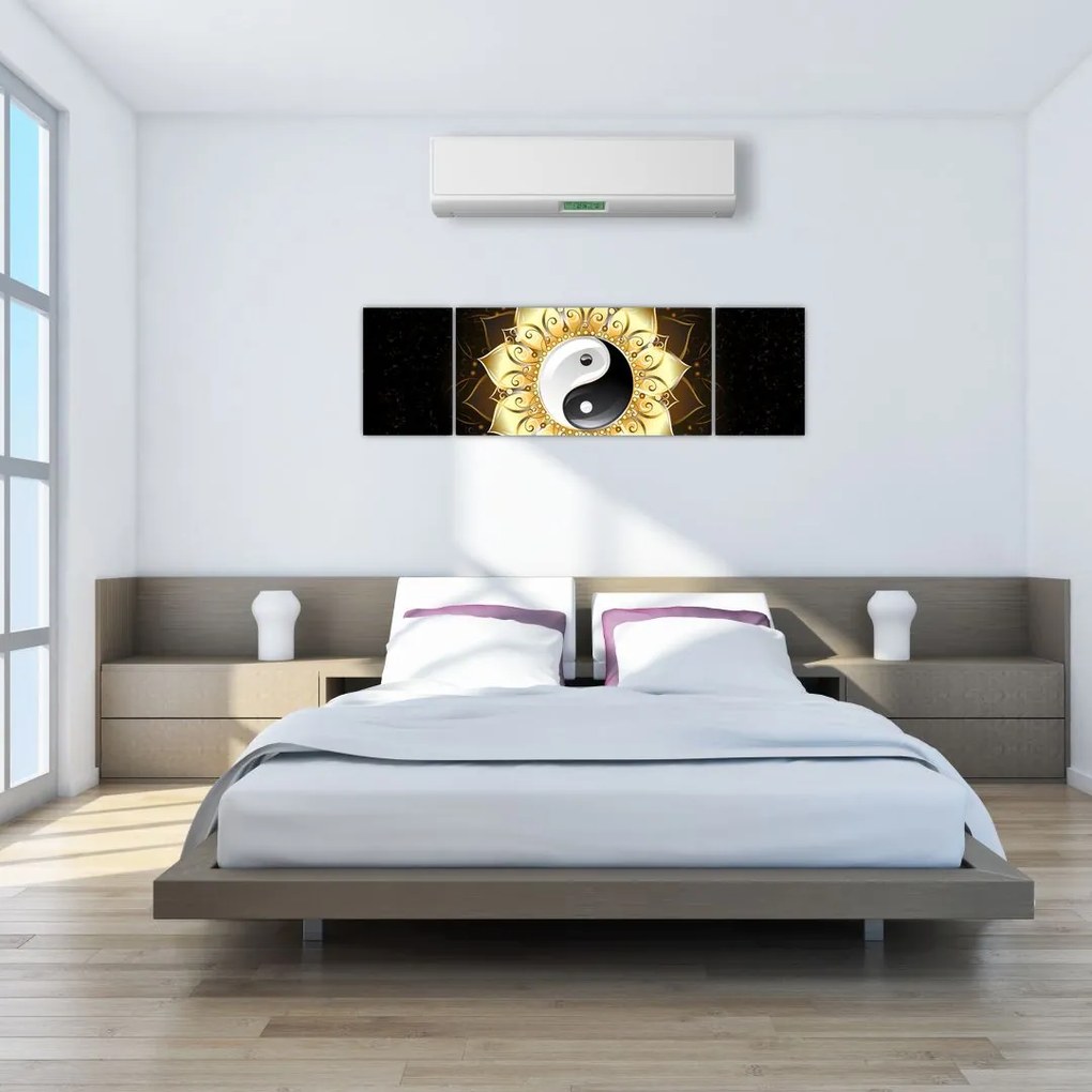 Obraz - Złoty Yin-Yang (170x50 cm)