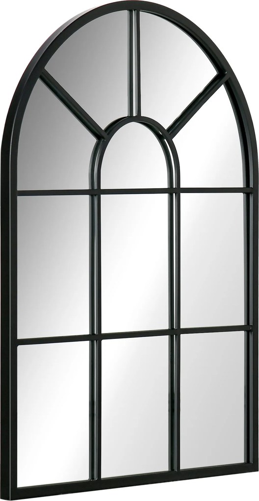 HOMCOM Lustro ścienne czarne do przedpokoju z metalową ramą 70x50 cm design okno | Aosom PL