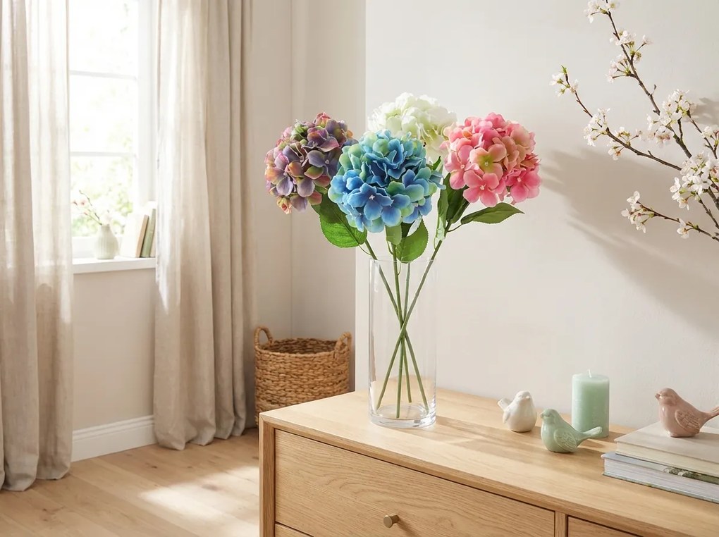 Sztuczny kwiat HORTENSJA 54 cm - różne kolory Kolor: Różowy