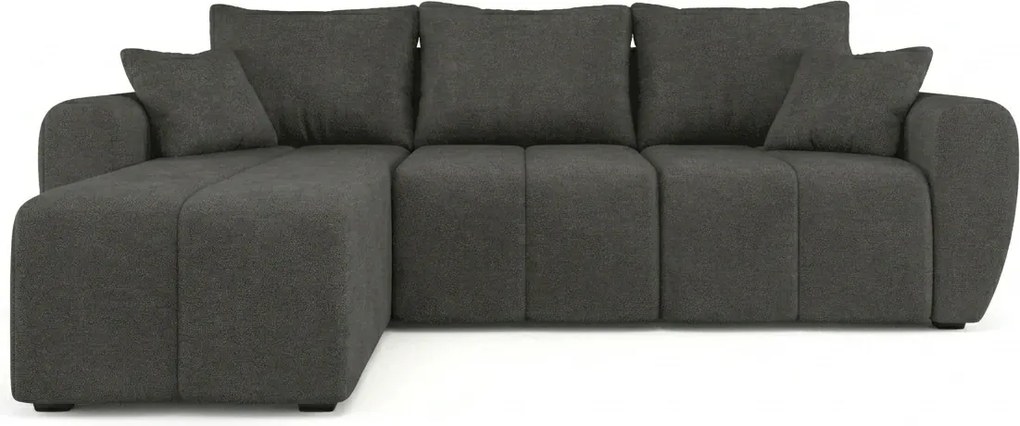 Rozkładana narożna sofa SEVIO 246x145 cm, ciemnoszara, uniwersalna + 2 poduszki GRATIS