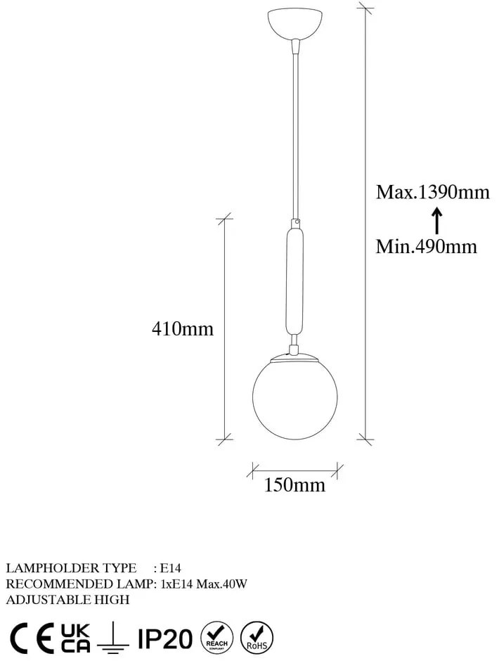 Biała/w kolorze mosiądzu lampa wisząca ze szklanym kloszem ø 15 cm King – Opviq lights