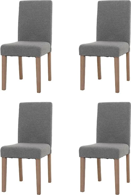 Krzesło do jadalni Littau bouclé (zestaw 4 sztuk),  szary, nogi w kolorze naturalnym