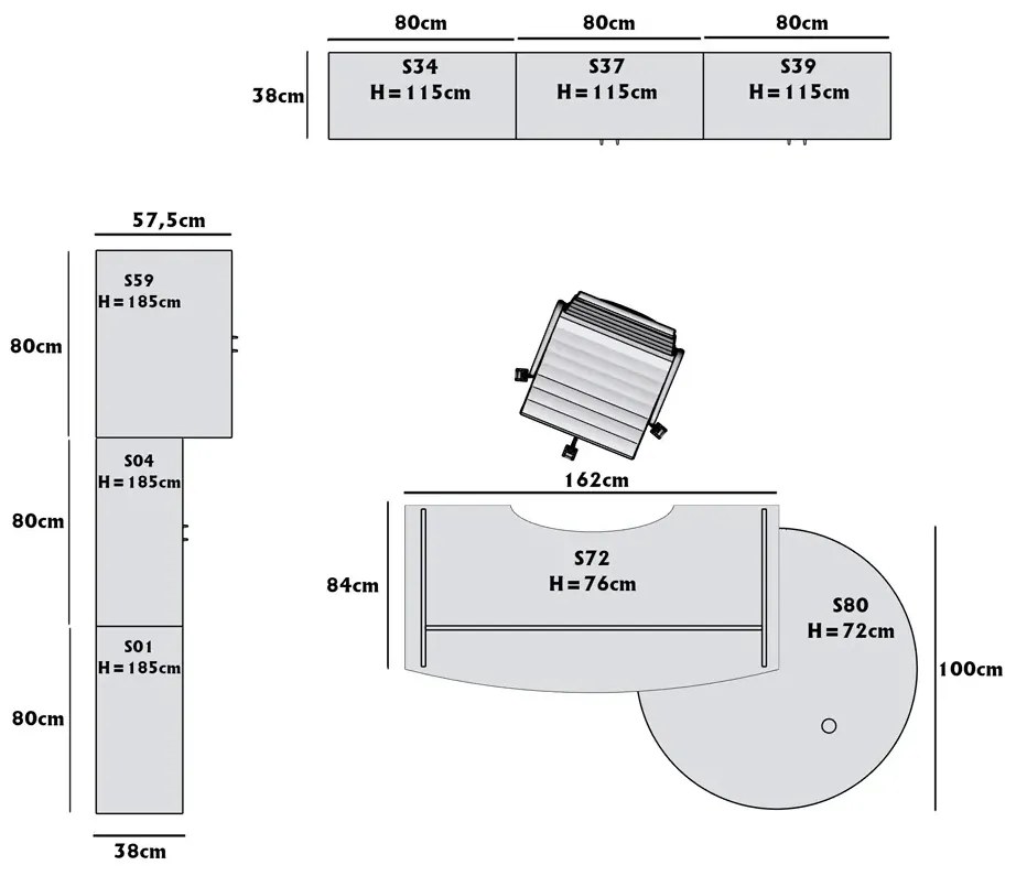 Komplet mebli z biurkiem zamykanych na kluczyk wenge D1-R91