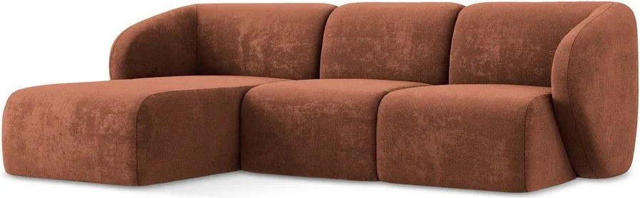 Narożnik z tkaniny szenilowej (lewostronny/z szezlongiem) w kolorze terakoty Lani – Makamii