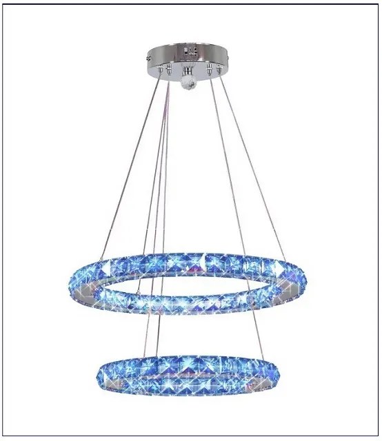 Podwójna kryształowa lampa wisząca LED sterowana pilotem - V074 R9-H07