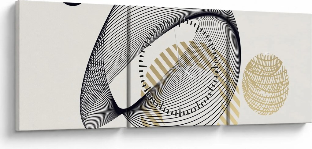 Obraz - Kształty geometryczne N⁰3 (z zegarem) (90x30 cm)