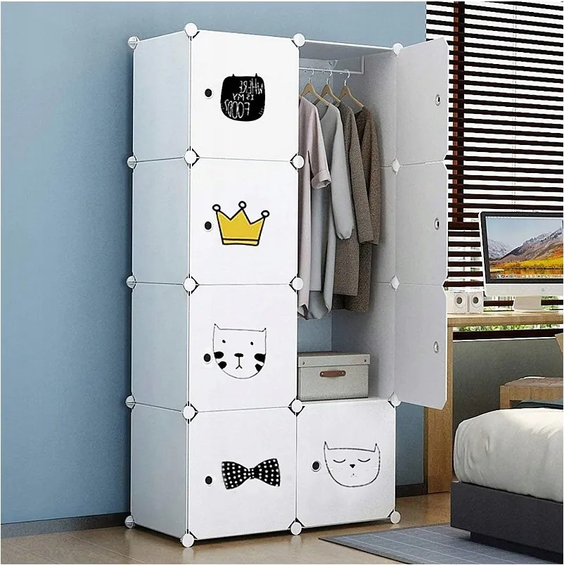 SZAFA GARDEROBA UBRANIOWA BIAŁA PÓŁKI REGAŁ SŁUPEK NA ZABAWKI DZIECIĘCA