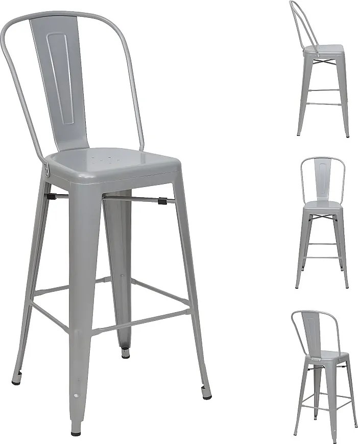 Metalowy stołek barowy MCW-A73 (zestaw 4 sztuk),  szary