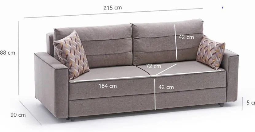 Jasnobrązowa rozkładana sofa 215 cm Ece – Artie