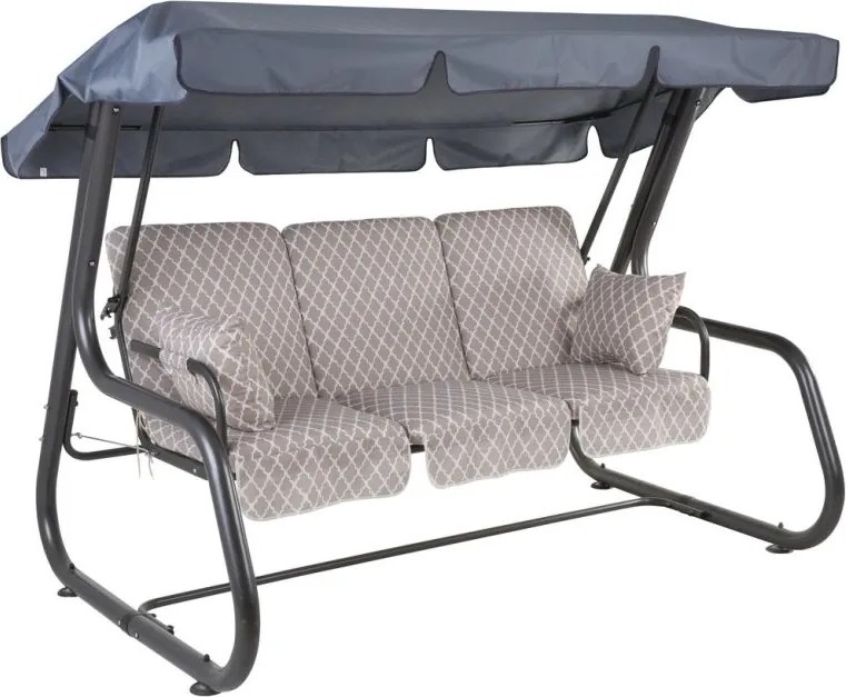 4-osobowa ogrodowa huśtawka metalowa, rozkładana, antracyt