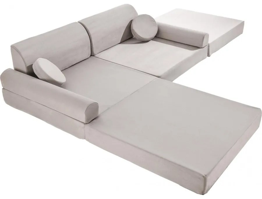 Velvet sofa dziecięca, jasnoszara - meowbaby®