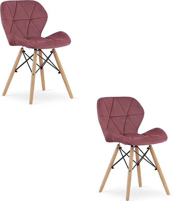 Krzesło Valora WAKO Velvet w kolorze ciemnoróżowym z nogami z drewna bukowego x2