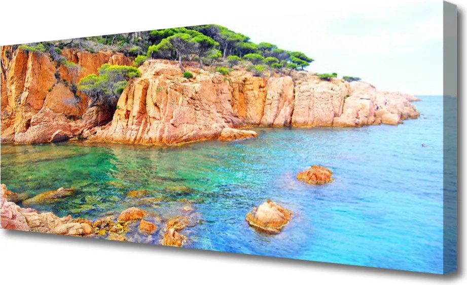 Obraz canvas Fale Rozbijające się o Skały