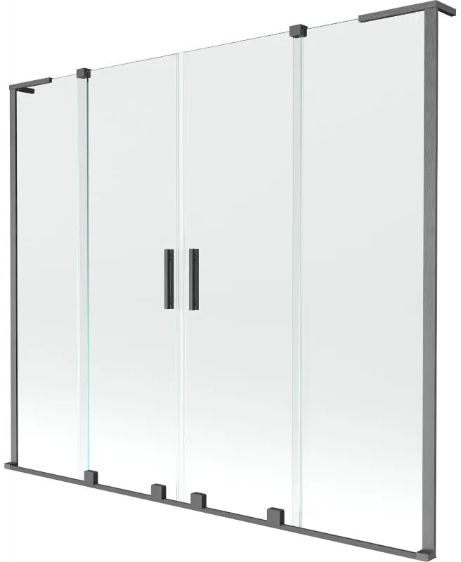 Mexen Velar L Duo parawan nawannowy 2-skrzydłowy rozsuwany 200 x 150 cm, transparent, gun gray szczotkowany - 896-200-003-02-66